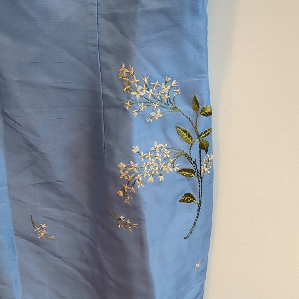 Ann Taylor Vintage 90s Y2K Minimalism Pure Silk Blue floral dress 16 Petite - Picture 4 of 11